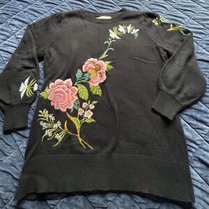 Black embroidered ladies sweater from Loft. Size M (size tag previously cut out)